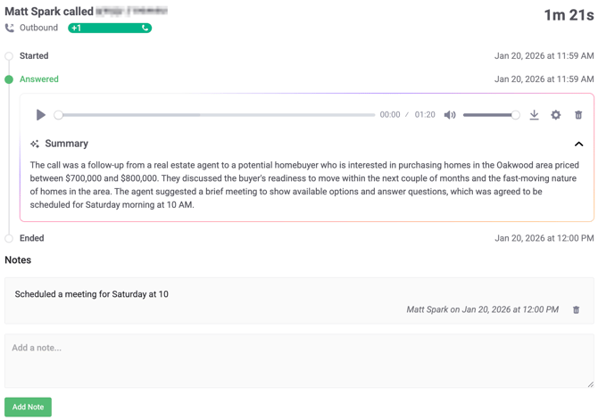 Call Interaction - Detail