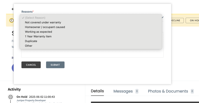 Decline Service Request 2